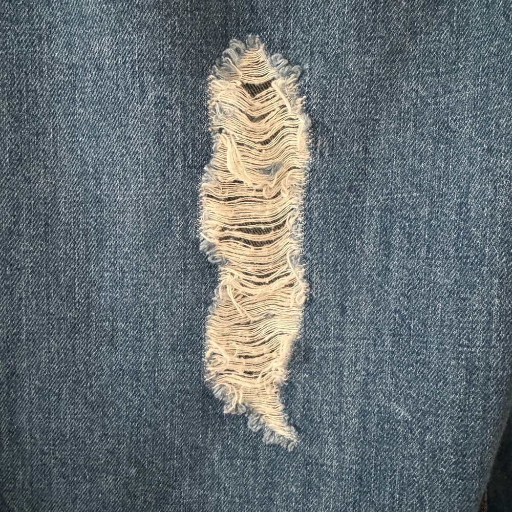 EUC Moschino Couture Distressed Denim Jean Shirt Jacket Size 2 X small Italy - Picture 8 of 16